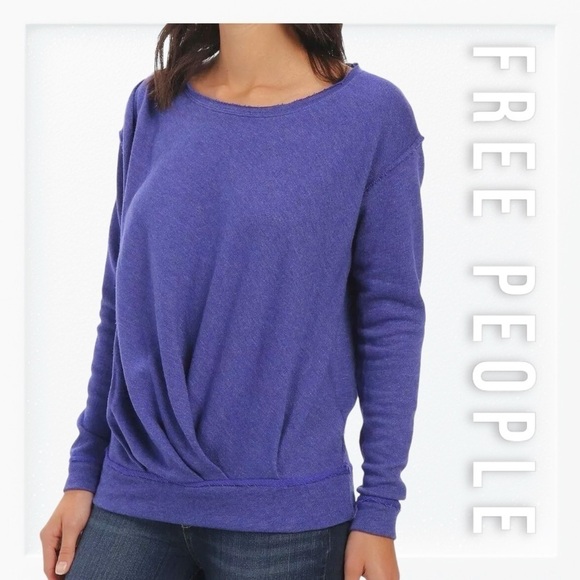 Free People Sweaters - NWT Free People Distressed Draped Blue Violet Pullover Sweater sz XS